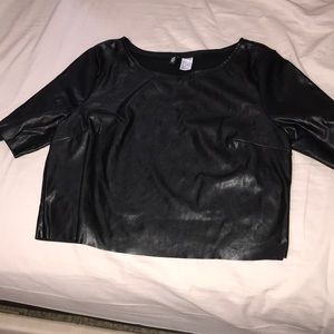 Black leather crop top